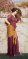 El abanico del pavo real 1912 Dama neoclásica John William Godward